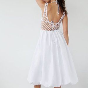 NWT ZARA MESH TRIM DRESS  WHITE - REF 6050/331 S